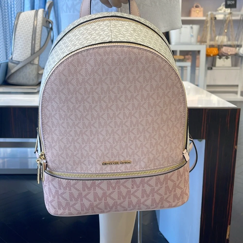 MICHAEL KORS Rhea Medm Zip Color-Block Signature Logo Backpack
PWD BLSH MLT
NWT - Picture 13 of 16